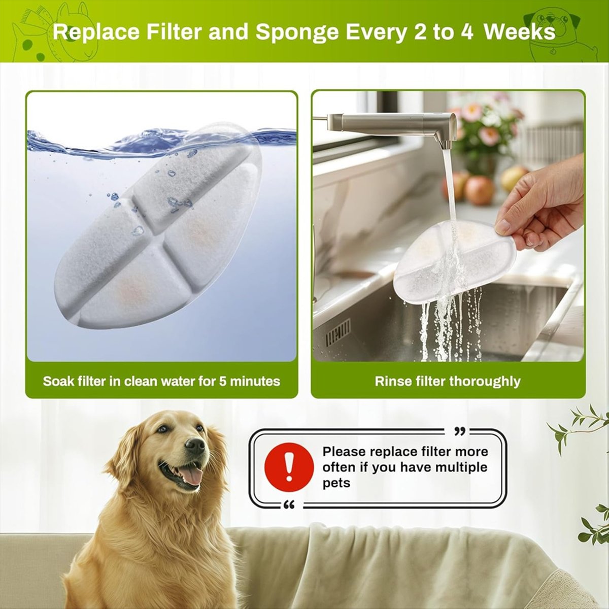 Cat Water Fountain Filter - Filtros FSLH e esponjas de bomba